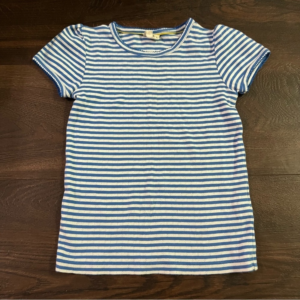 Boden Kids Blue and White Striped Tee girls size 9-10 years